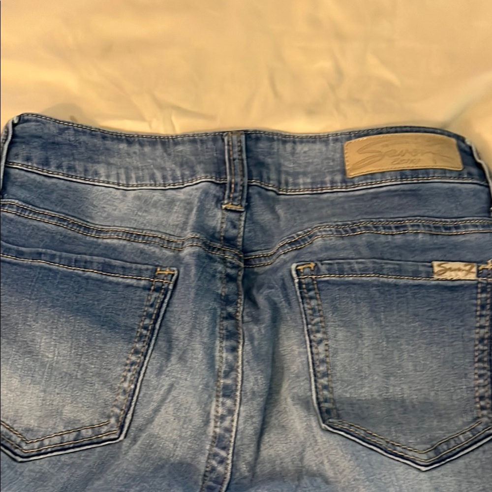 Seven7 Blue Straight Leg Jeans with Distressed Details - Picture 3 of 3
